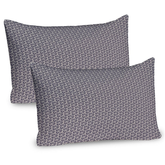 Ambesonne Ethnic Pillow Sham 2 Pack, Middle Eastern Leafy Rounds, 36"x20", Dark Indigo Beige