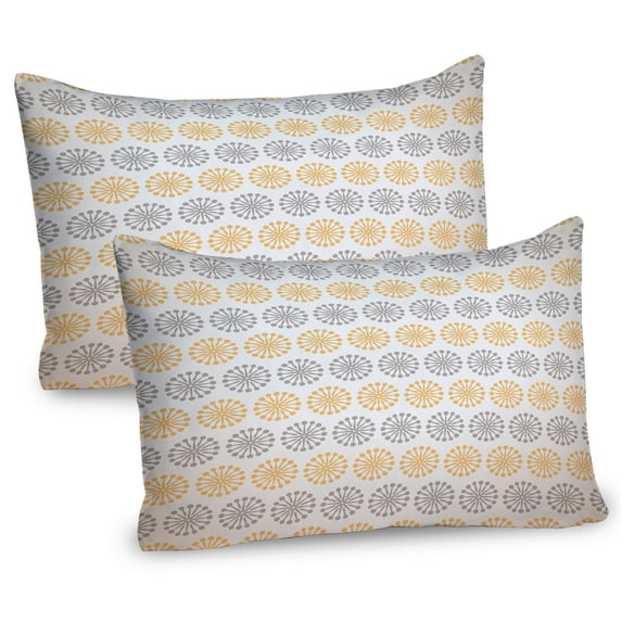 Ambesonne Ethnic Pillow Sham 2 Pack, Modern Bohem Flower, 30"x20", Apricot Grey and White