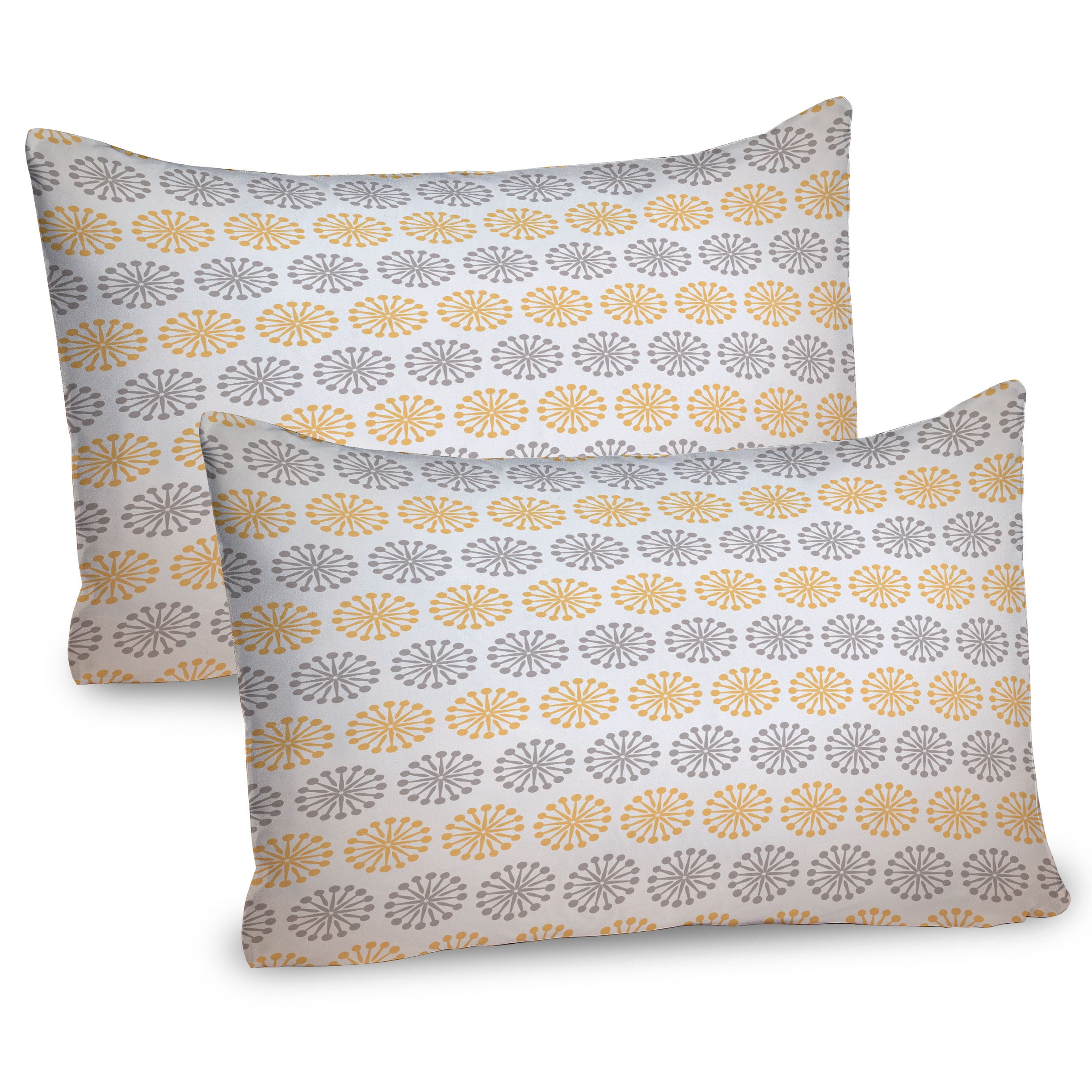 Apricot Grey and White Microfiber Floral Pillow Shams 2-Pack