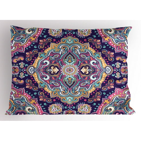 Ambesonne Ethnic Pillow Sham, Boho Colorful Spring Garden, 36" X 20", Multicolor
