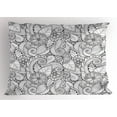 thumbnail image 1 of Ambesonne Ethnic Pillow Sham, Monochrome Doodle Flora, 36" X 20", Black White, 1 of 2