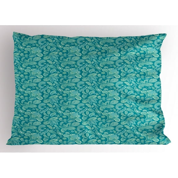 Ambesonne Ethnic Pillow Sham, Vintage Pastel Paisley, 36" X 20", Turquoise Teal