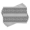 thumbnail image 1 of Ambesonne Ethnic Place Mats Set of 4, Oriental Tribal Moroccan, Standard Size, Charcoal Grey White, 1 of 6