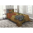 thumbnail image 1 of Ambesonne Ethnic Quilted Bedspread Set 2 Pcs, 3 Turtles Ornamental, Twin Size, Multicolor, 1 of 3