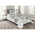 thumbnail image 1 of Ambesonne Ethnic Quilted Bedspread Set 2 Pcs, Circles Lines Monochrome, Twin Size, White Black, 1 of 3