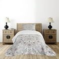 thumbnail image 1 of Ambesonne Ethnic Quilted Bedspread Set 2 Pcs, Flower Swirls Doily Style, Twin Size, Pale Pink Pale Grey, 1 of 3