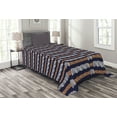 thumbnail image 1 of Ambesonne Ethnic Quilted Bedspread Set 2 Pcs, Horizontal Irregular Stripes, Twin Size, Indigo Ginger White, 1 of 3