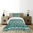 thumbnail image 1 of Ambesonne Ethnic Quilted Bedspread Set 2 Pcs, Winter Aztec Forms Design, Twin Size, Teal Turquoise Tan, 1 of 6