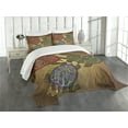 thumbnail image 1 of Ambesonne Ethnic Quilted Bedspread Set 3 Pcs, 3 Turtles Ornamental, King Size, Multicolor, 1 of 5