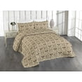 thumbnail image 1 of Ambesonne Ethnic Quilted Bedspread Set 3 Pcs, American Traditional Skull, King, Pale Sepia and Dark Rosewood, 1 of 4