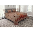 thumbnail image 1 of Ambesonne Ethnic Quilted Bedspread Set 3 Pcs, Charming Vintage Tree, Queen Size, Orange Mauve Taupe, 1 of 3
