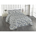 thumbnail image 1 of Ambesonne Ethnic Quilted Bedspread Set 3 Pcs, Leaf Silhouettes Traditional, Queen, Slate Blue Ivory, 1 of 4