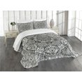 thumbnail image 1 of Ambesonne Ethnic Quilted Bedspread Set 3 Pcs, Mandala Inspired Native, King Size, Black and White, 1 of 5