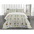 thumbnail image 1 of Ambesonne Ethnic Quilted Bedspread Set 3 Pcs, Paisley Flowers, King Size, Pale Grey Marigold, 1 of 5