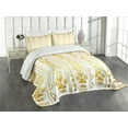 thumbnail image 1 of Ambesonne Ethnic Quilted Bedspread Set 3 Pcs, Prehistoric Ombre Borders, King Size, Yellow and White, 1 of 3