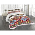 thumbnail image 1 of Ambesonne Ethnic Quilted Bedspread Set 3 Pcs, Retro Ukranian Ornament, King Size, Multicolor, 1 of 5