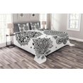 thumbnail image 1 of Ambesonne Ethnic Quilted Bedspread Set 3 Pcs, South Ornate Design, King Size, White Black, 1 of 3