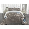 thumbnail image 1 of Ambesonne Ethnic Quilted Coverlet 3 Pcs, Orienta Swirled Branch, Queen Size, Pale Brown Teal, 1 of 4