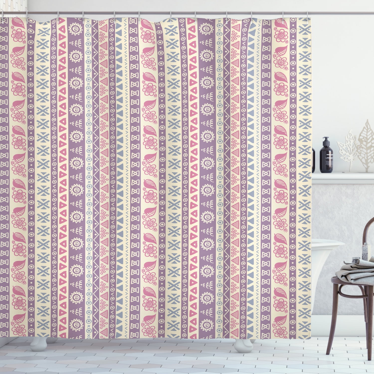 Ambesonne Ikat Shower Curtain with Hooks Included