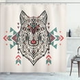 thumbnail image 1 of Ambesonne Ethnic Shower Curtain, Big Wolf Head Ornaments, 69"Wx75"L, Pearl Coral and Teal, 1 of 5
