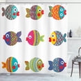 thumbnail image 1 of Ambesonne Ethnic Shower Curtain, Cartoon Fish, 69"Wx84"L, Multicolor, 1 of 3