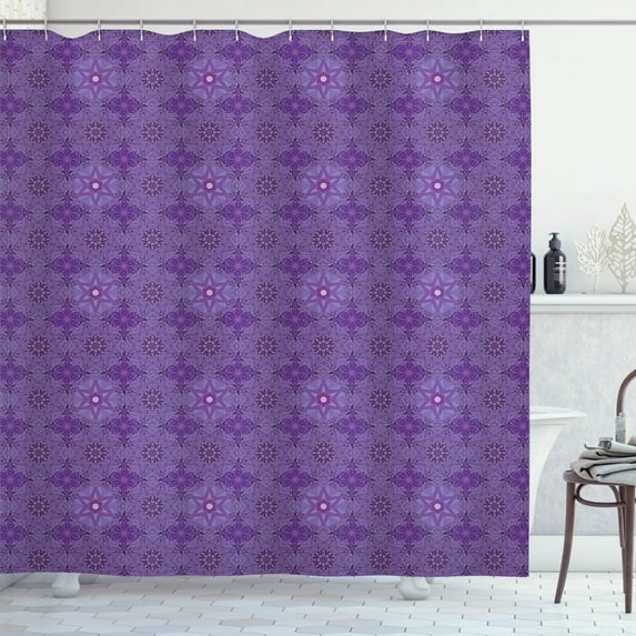 Ambesonne Ethnic Shower Curtain, Eastern Floral Mandala Art, 69"Wx75"L, Blue Violet Quartz