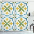 thumbnail image 1 of Ambesonne Ethnic Shower Curtain, Folk Mediterranean Tiles, 69"Wx84"L, Yellow Green Blue, 1 of 4
