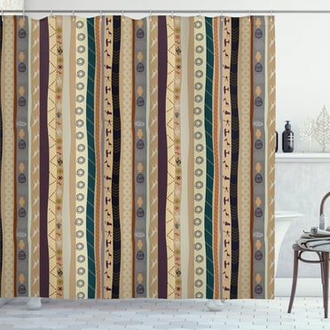 Ambesonne Ethnic Shower Curtain, Folk Ornaments and Motifs, 69"Wx70"L, Multicolor
