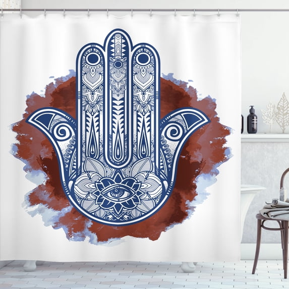 Ambesonne Ethnic Shower Curtain, Folkloric Motif Art Print, 69"Wx70"L, Dark Rosewood
