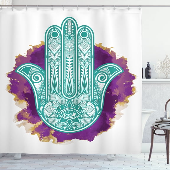Ambesonne Ethnic Shower Curtain, Folkloric Motif Art Print, 69"Wx70"L, Seafoam White