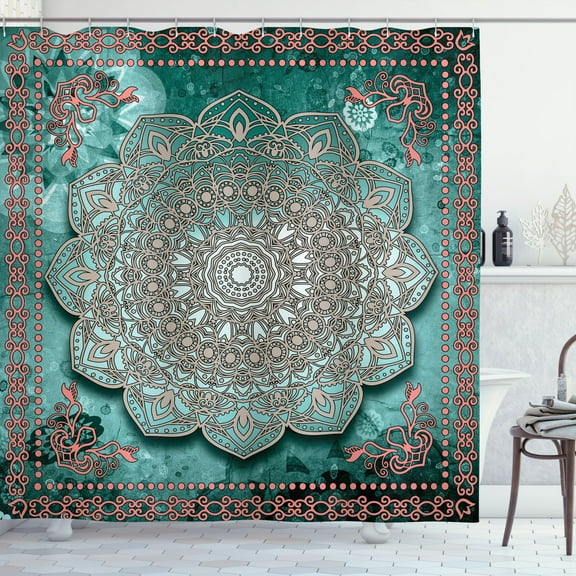 Ambesonne Ethnic Shower Curtain, Mystic Mandala Artwork Boho, 69"Wx75"L, Grey Yellow