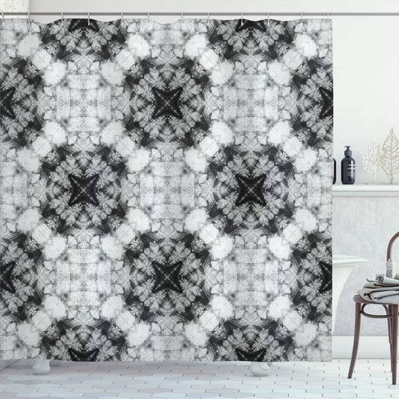 Ambesonne Ethnic Shower Curtain, Odd Forms Print Art Effect, 69"Wx84"L, Charcoal Grey