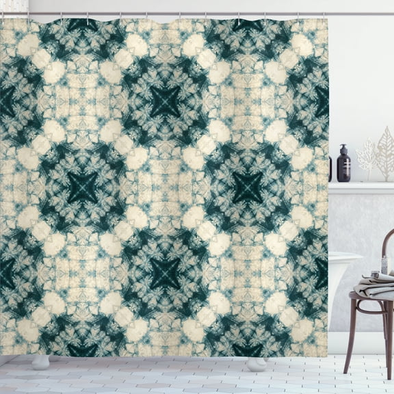 Ambesonne Ethnic Shower Curtain, Odd Forms Print Art Effect, 69"Wx84"L, Dark Teal