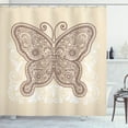 thumbnail image 1 of Ambesonne Ethnic Shower Curtain, Ornament Abstract Butterfly, 69"Wx70"L, Brown White, 1 of 3