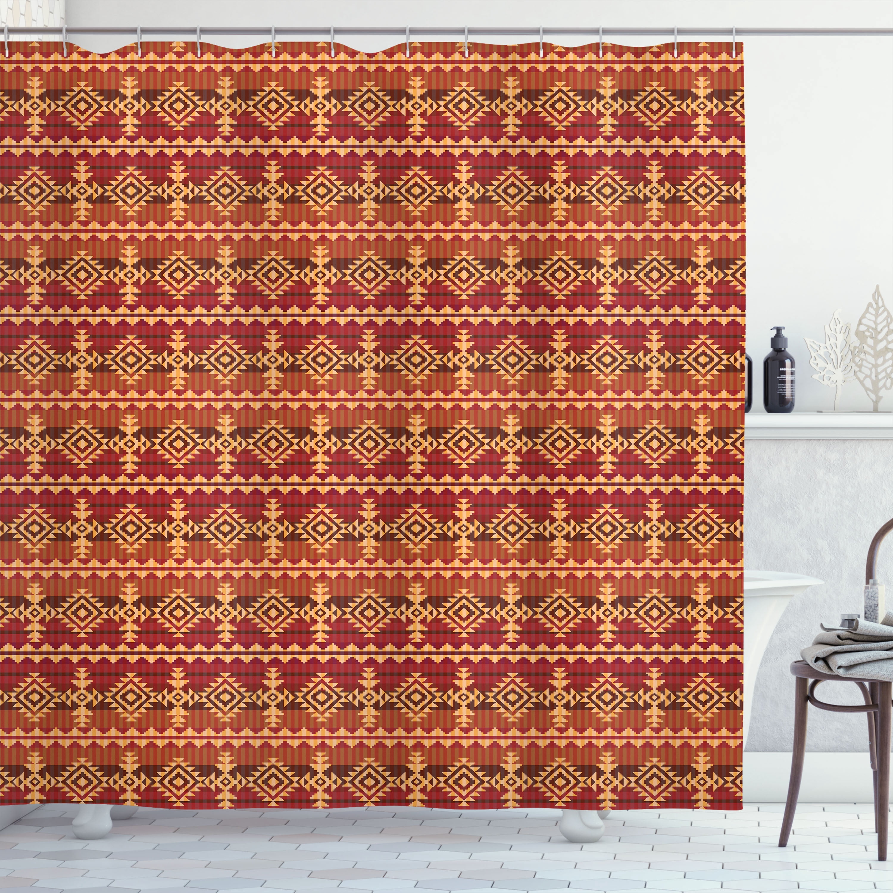 Ambesonne Ethnic Shower Curtain, Style Ethnic, 69"Wx70"L, Ginger and