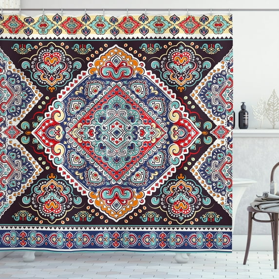 Ambesonne Ethnic Shower Curtain, Vibrant Vintage Bohemian, 69"Wx84"L, Multicolor