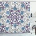 thumbnail image 1 of Ambesonne Ethnic Shower Curtain, Vintage Abstract Flower Art, 69"Wx70"L, Deep Sky, 1 of 4