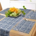 thumbnail image 1 of Ambesonne Ethnic Table Runner & Placemats, Striped Hippie Tile, Placemat 4 pcs + Runner 14"x72", Navy Blue and Cream, 1 of 2