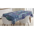 thumbnail image 1 of Ambesonne Ethnic Tablecloth Rectangular Table Cover, Traditional Mosaic Tile, 60"x84", Teal Indigo Navy Blue, 1 of 4