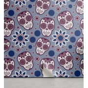Ambesonne, Ethnic Theme Peel & Stick Wallpaper for Home, Art Dia de los Muertos, 13"x100", Plum and Dark Lavender