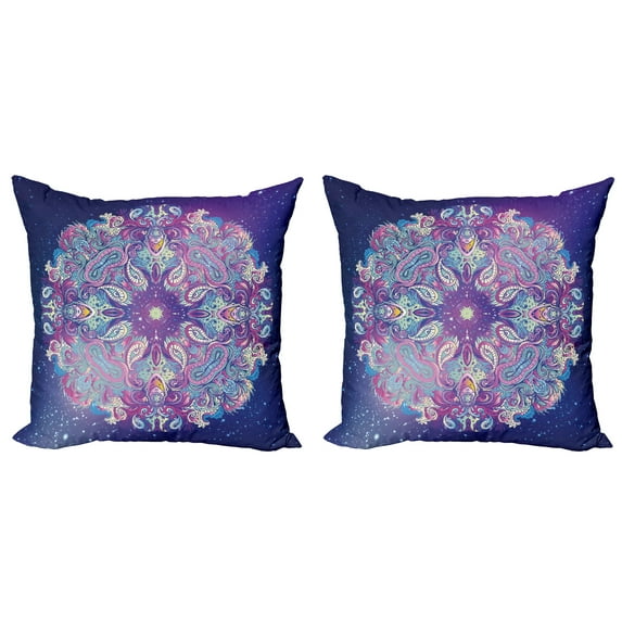 Ambesonne Ethnic Throw Pillow Cover 2 Pack, Cosmos Art Space, 18", Pale Pink Purple