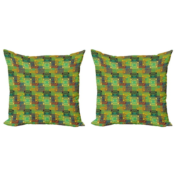 Ambesonne Ethnic Throw Pillow Cover 2 Pack, Folk Native, 16", Multicolor