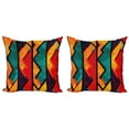 thumbnail image 1 of Ambesonne Ethnic Throw Pillow Cover 2 Pack, Geometric Modern Design, 24", Teal Orange Marigold, 1 of 2