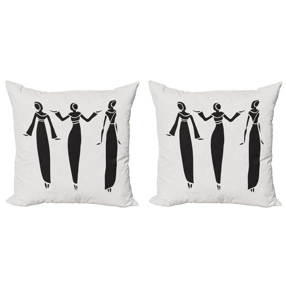Ambesonne Ethnic Throw Pillow Cover 2 Pack, Girl in Hijab, 18", Black White