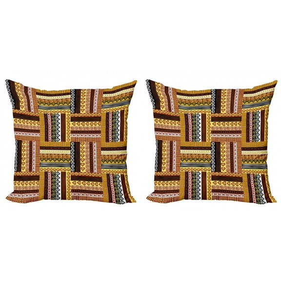Ambesonne Ethnic Throw Pillow Cover 2 Pack, Oriental Motifs, 16", Multicolor