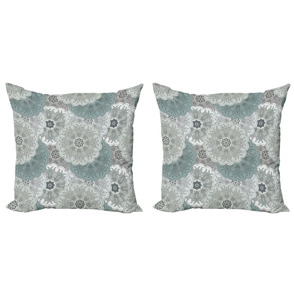 Ambesonne Ethnic Throw Pillow Cover 2 Pack, Oriental Style, 16", Blue