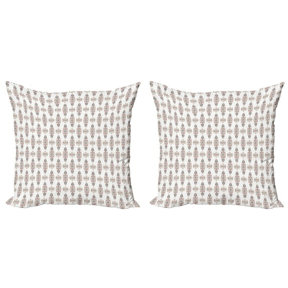 Ambesonne Ethnic Throw Pillow Cover 2 Pack, Prehistoric Hand Drawn Streaks, 24", Multicolor