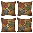 thumbnail image 1 of Ambesonne Ethnic Throw Pillow Cover 4 Pack, 3 Turtles Ornamental, 20", Multicolor, 1 of 6