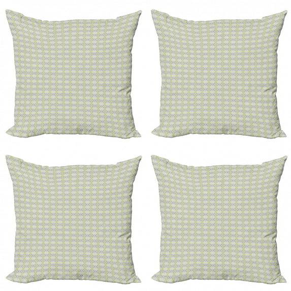 Ambesonne Ethnic Throw Pillow Cover 4 Pack, Axially Symmetric Design, 18", Multicolor