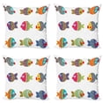 thumbnail image 1 of Ambesonne Ethnic Throw Pillow Cover 4 Pack, Cartoon Fish, 16", Multicolor, 1 of 7